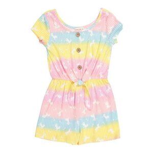 LILY BLEU Big Girls Tie Front Romper Dress Pink Blue Rainbow Size 12